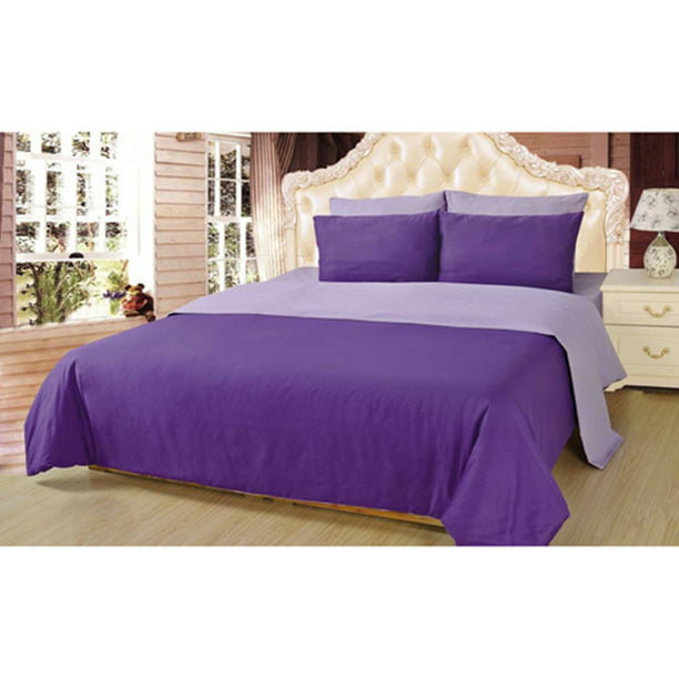 Tache Home Fashion Solid Light Purple Bed Sheet Soft Lavender Lilac Fitted and Flat Luxury 4 Piece Sheet Set Full 